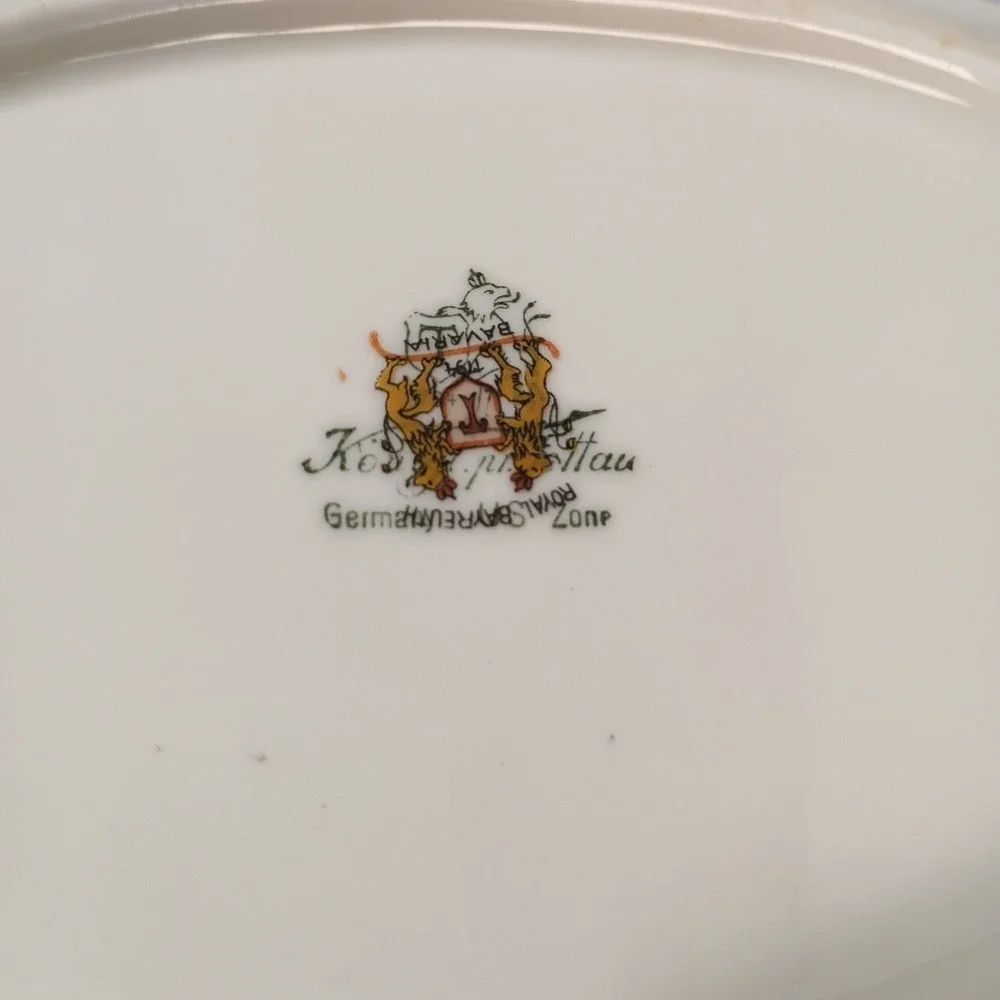 VTG Royal Bayreuth Royal Tettau Germany U.S. Zone Cream Floral Oval Serving Dish